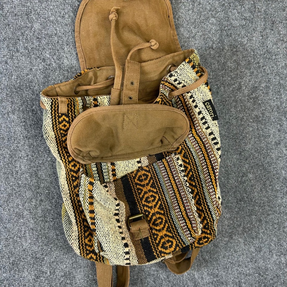 Catori Sun N Sand Woven Tapestry Backpack Southwestern Boho Brown Geometric Bag - Picture 3 of 8
